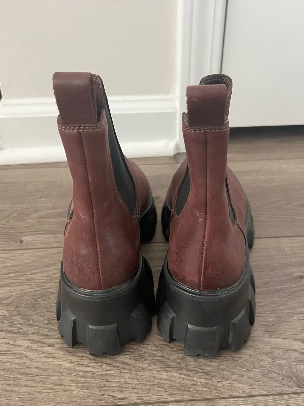 Gianni Bini Women's Leather Chelsea Ankle Boots in Burgundy